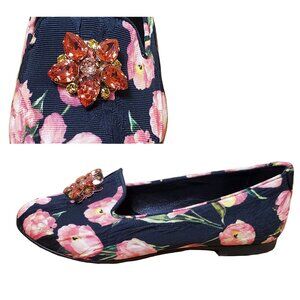DOLCE & GABBANA SHOES LOAFERS TULIPS FLOWERS CRYSTAL FLATS $415 sz 33 2 KIDS